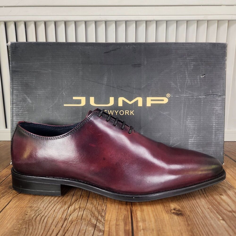 Jump New York Monaco Oxfords Dress Shoes Men Sz 7 M Burgundy Red Leather Preppy